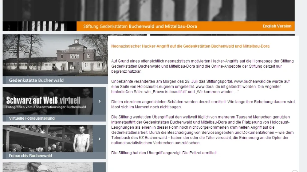 Web památníku v Buchenwaldu
