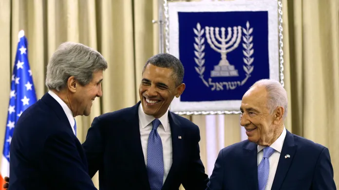 John Kerry, Barack Obama a Šimon Peres