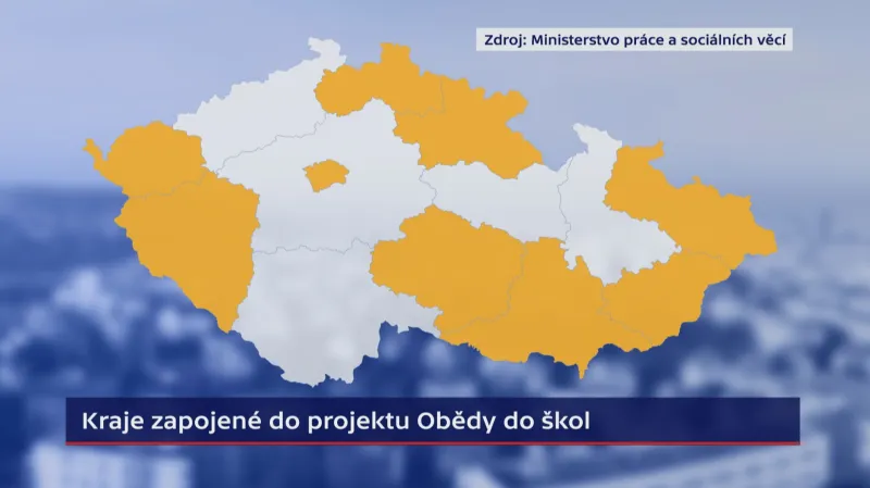 Kraje zapojené do projektu Obědy pro školy