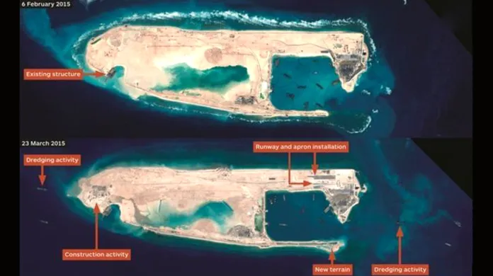Satelitní snímky dokazují pokračující práce na Spratlyho ostrovech