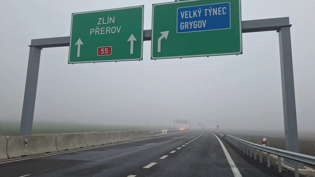 Úsek D55 mezi Olomoucí a Kokory