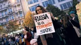 Lidé v centru Prahy protestovali proti ruské agresi na Ukrajině