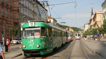 Srážka tramvají v centru Brna