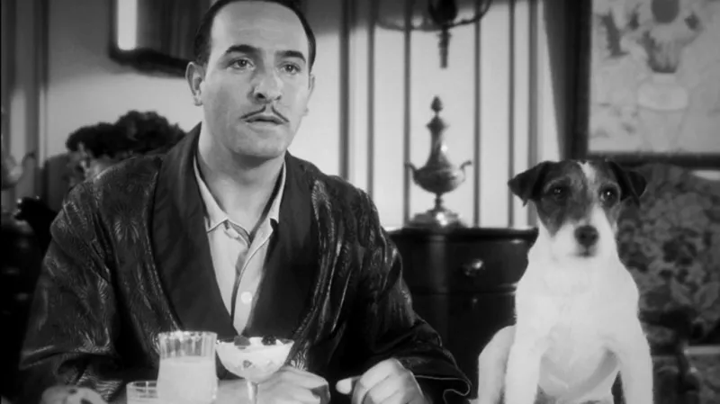 Jean Dujardin a Uggie ve filmu Umělec
