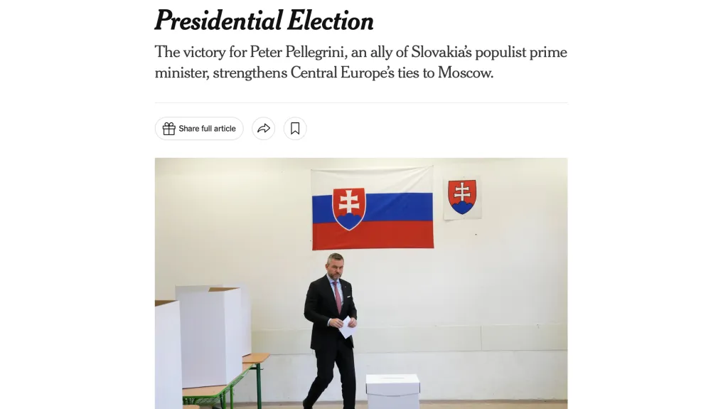 Reakce The New York Times na vítězství Pellegriniho