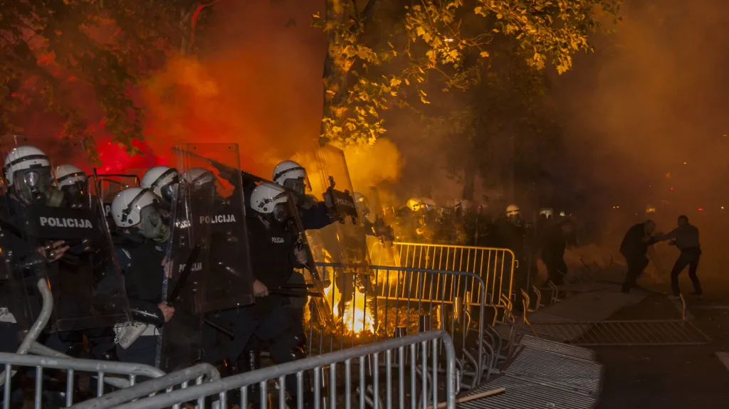 Protesty v černohorské Podgorici