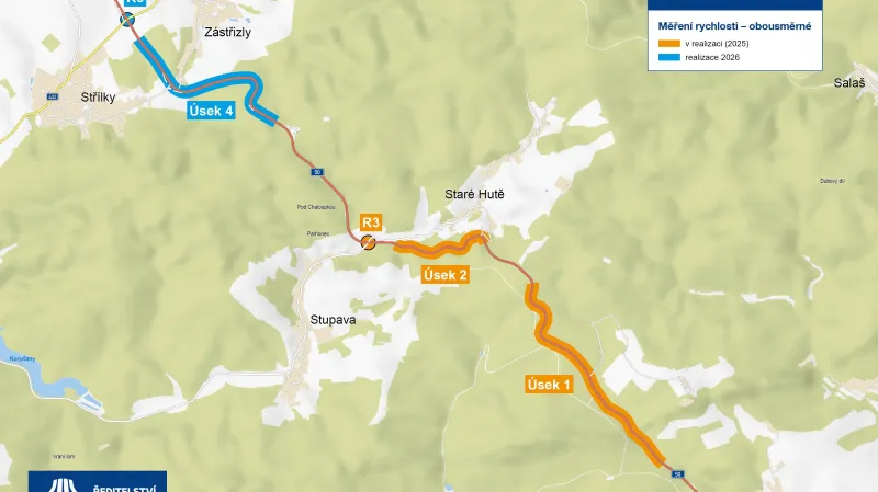 Měření úsekové rychlosti v Buchlovských kopcích