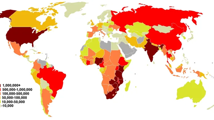 Počet HIV pozitivních na světě