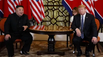 Severokorejský vůdce Kim Čong-un s americkým prezidentem Donaldem Trumpem