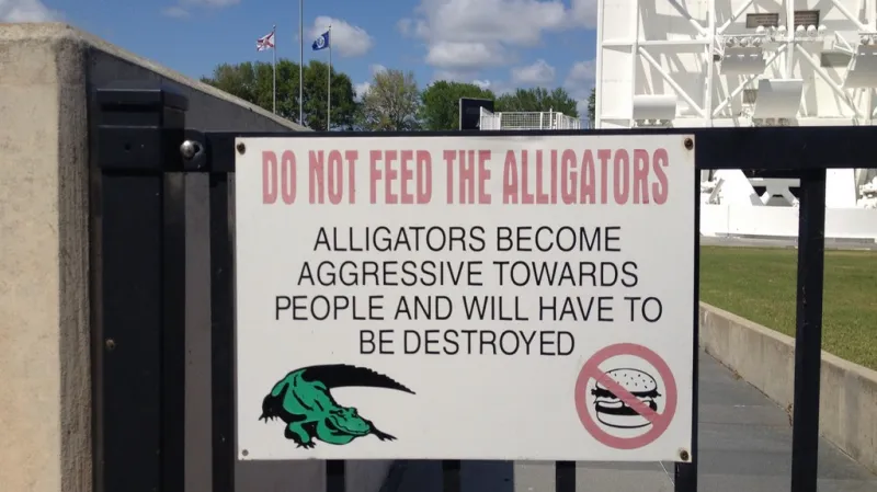 Výstražná značka varující před aligátory