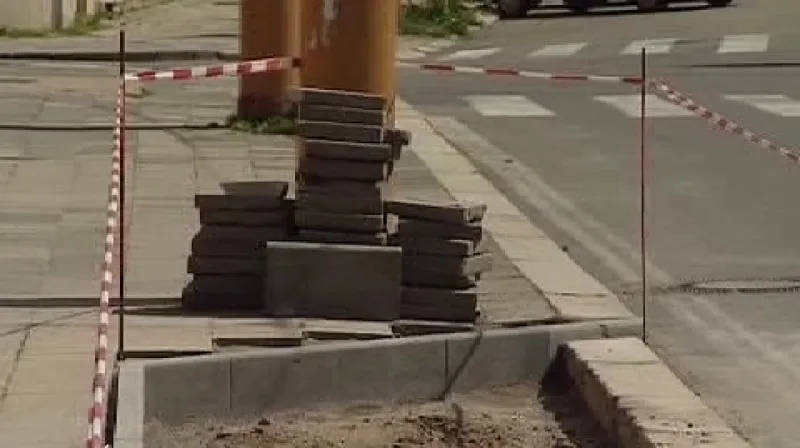 Stavba chodníku v Jihlavě
