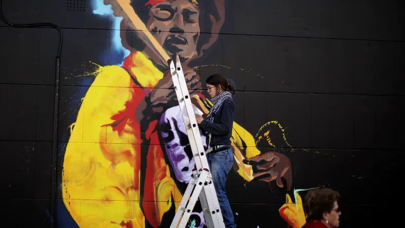 Graffiti připomínající Jimiho Hendrixe ve španělské Malaze