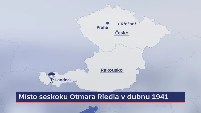 Místo seskoku Otmara Riedla