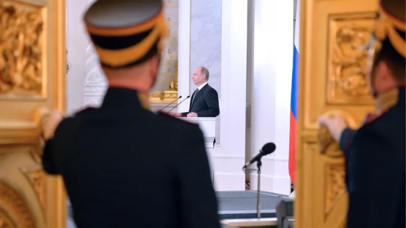 Vladimir Putin při projevu o stavu Ruské federace