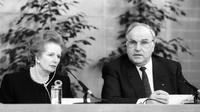 Britská premiérka Margaret Thatcherová a  spolkový kancléř Helmut Kohl