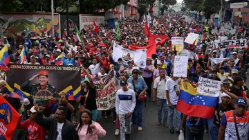 Pochod za propuštění venezuelského autoritářského vůdce Nicoláse Madura v Caracasu (7. ledna 2026)