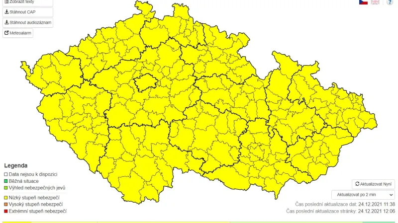 Výstraha před náledím a hustým sněžením