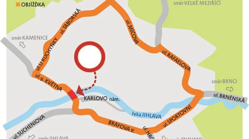 Uzavírky a objížďky v Třebíči