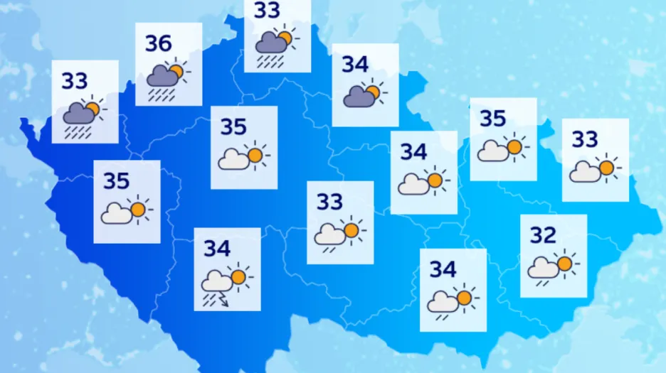 Teploty ve čtvrtek