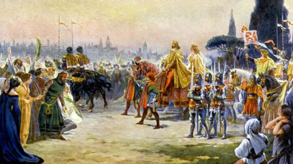 Plakát k přednášce: První římská jízda Karla IV.