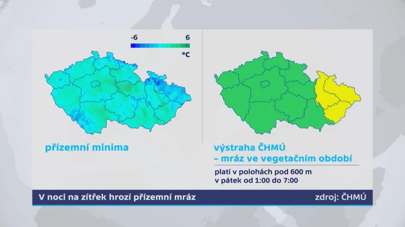 Mráz bude přízemní