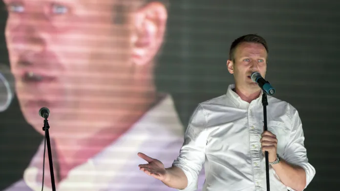 Opoziční předák Alexej Navalnyj na moskevské demonstraci
