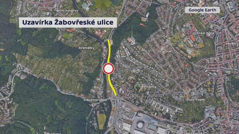 Infografika: Žabovřeská se o víkendu uzavře řidičům