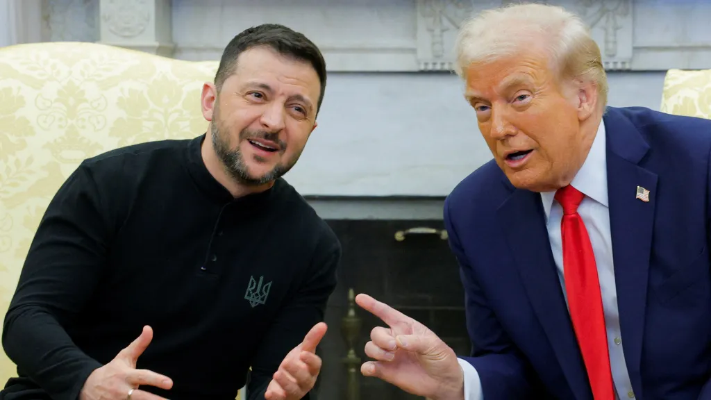 Ukrajinský prezident Volodymyr Zelenskyj a prezident USA Donald Trump
