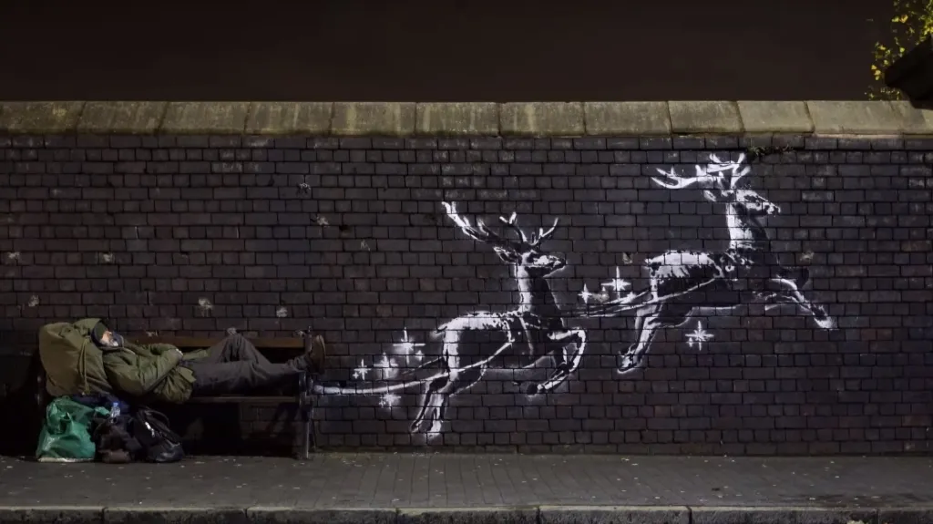 Banksy upozorňuje na problém bezdomovectví