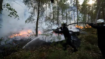 Rozsáhlý požár lesa Fontainebleau nedaleko Paříže
