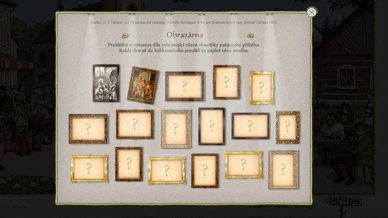 Obrazárna s výtvarnými díly zobrazujícími pašijový příběh