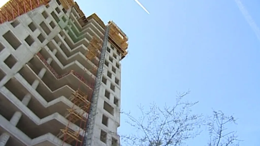 Rozestavěný brněnský mrakodrap AZ Tower