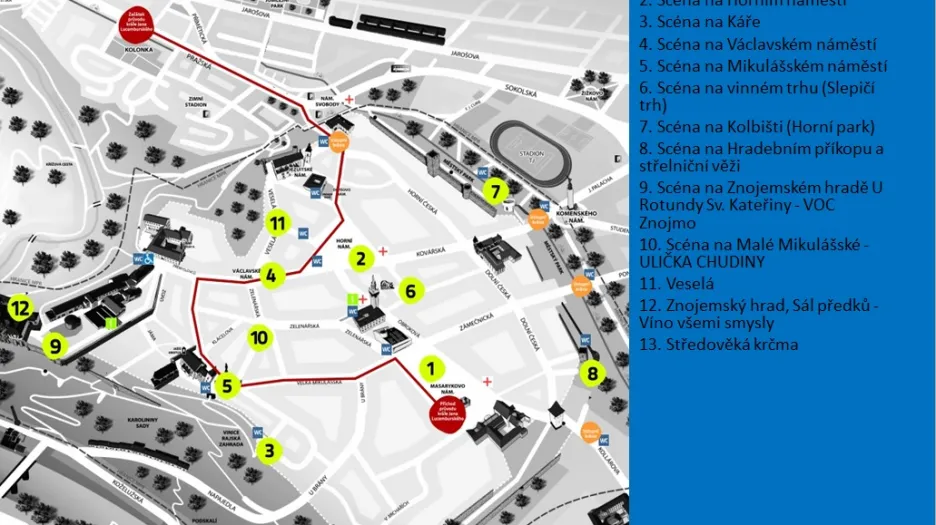 Mapa Znojemského historického vinobraní