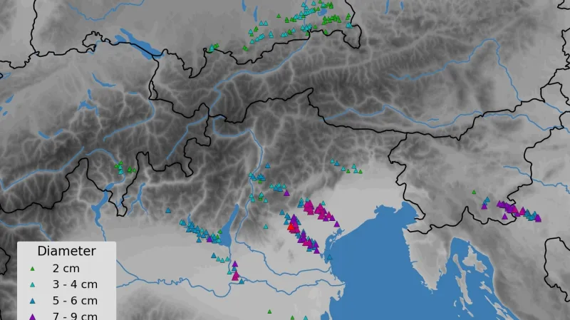 Místa nejsilnějšího krupobití