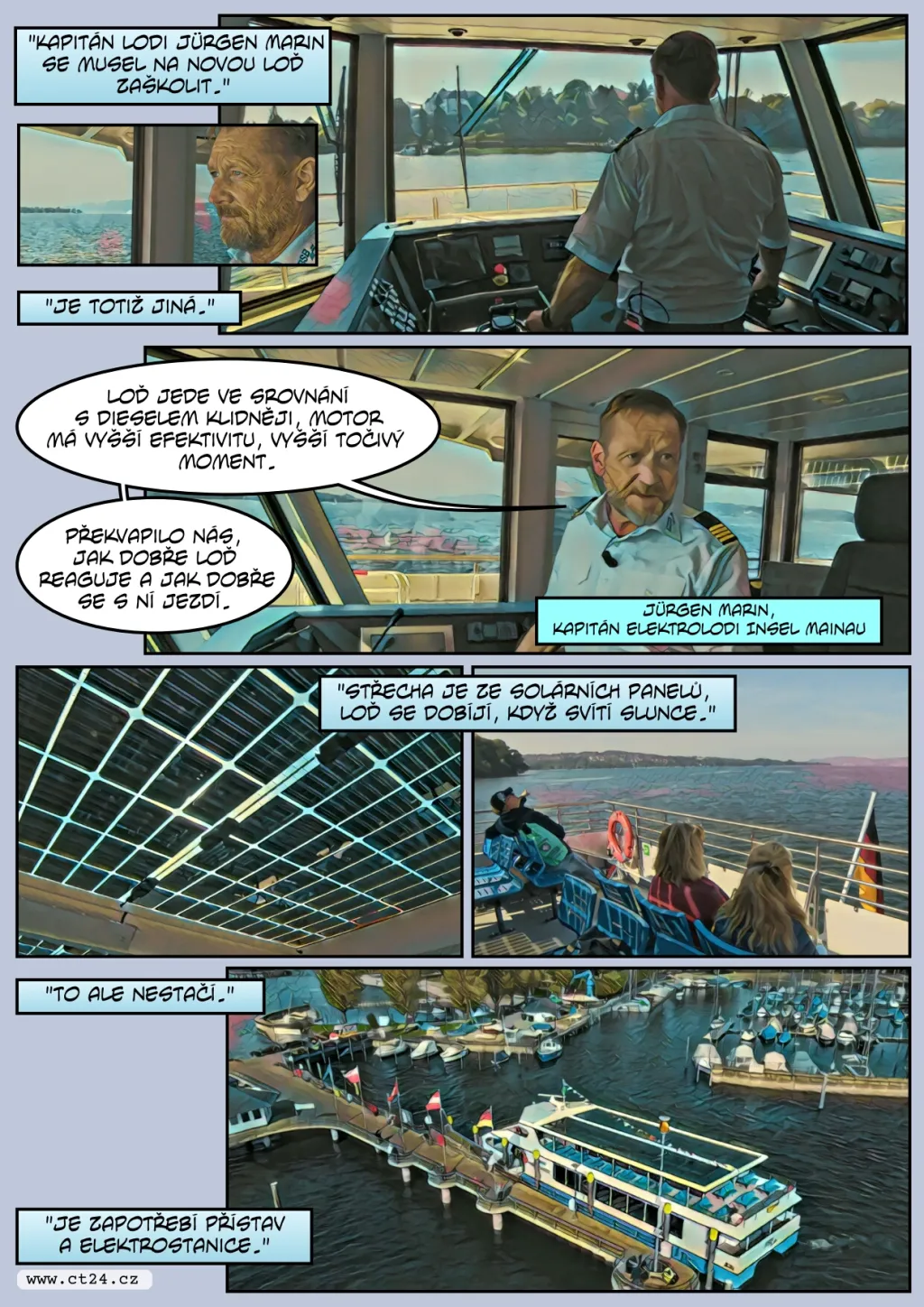 Loď brázdí vody jen za pomoci Slunce