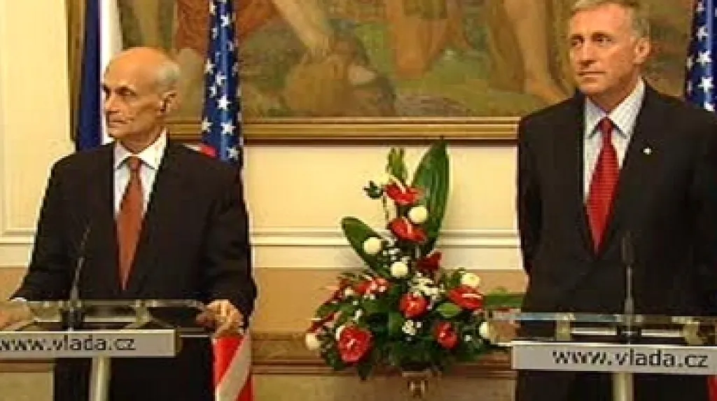 Mirek Topolánek a americký ministr Michael Chertoff