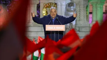 Viktor Orbán na posledním předvolebním mítinku 11. dubna 2026