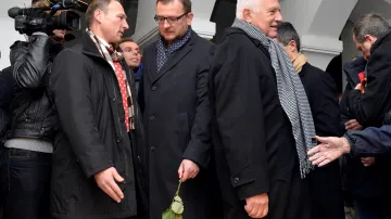 Petr Nečas a Václav Klaus na Národní třídě