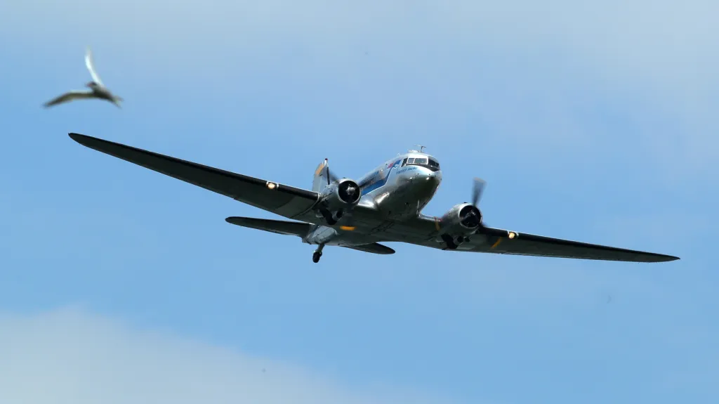 Historický letoun DC-3 na snímku z letecké přehlídky. V Jižní Americe však stále létají i s cestujícími