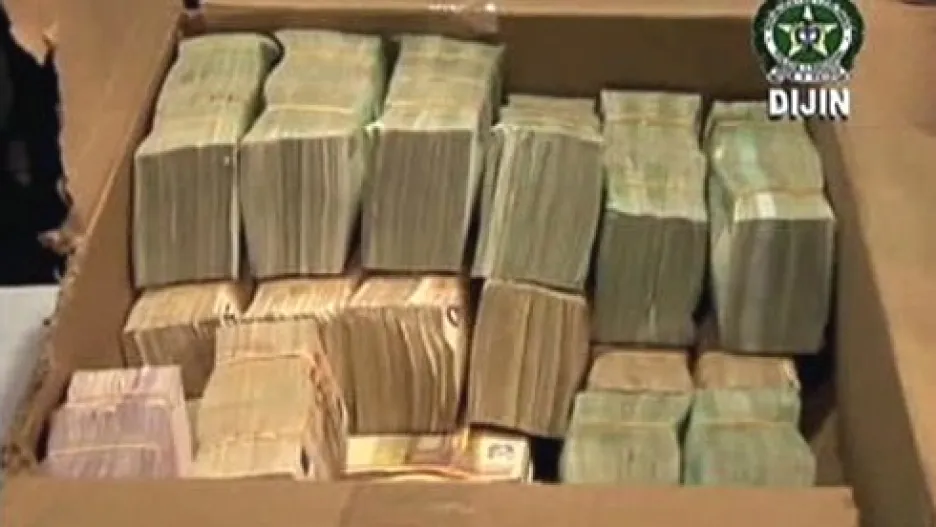 Peníze zabavené kolumbijskou policií