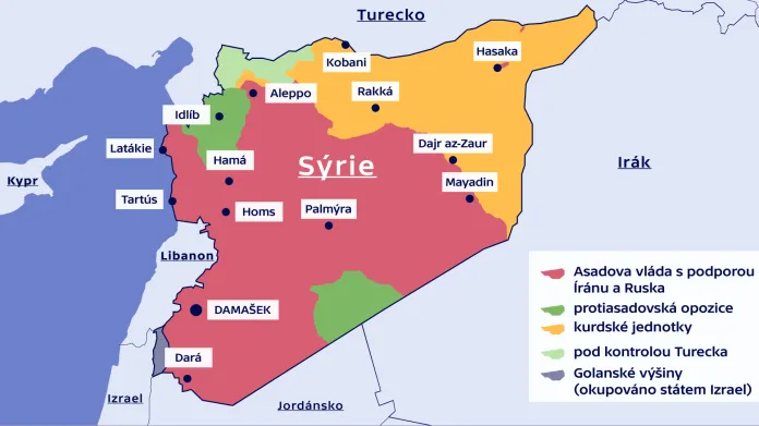 Přibližné rozložení sil v Sýrii