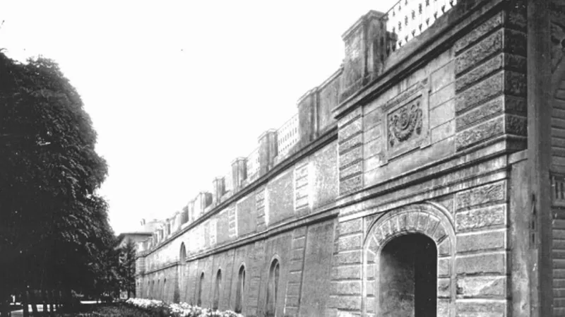 Opěrná zeď dolní Landhausky - dobová fotografie