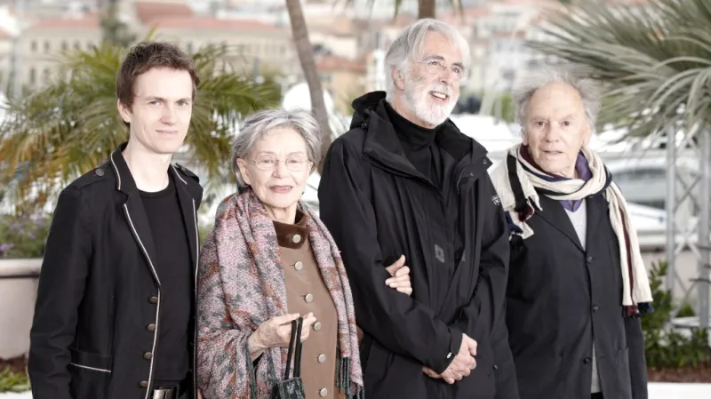 Alexandre Tharaud, Emmanuelle Rivaová, Michael Haneke a Jean-Louis Trintignant