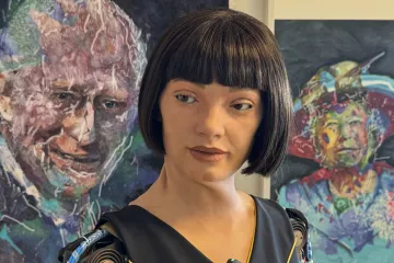 Atrakce, nebo konkurence? Robotická umělkyně oficiálně portrétovala Karla III.