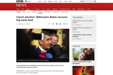 Modrá tsunami v Česku, první stát EU s obviněným premiérem. Zahraniční média hodnotí volby