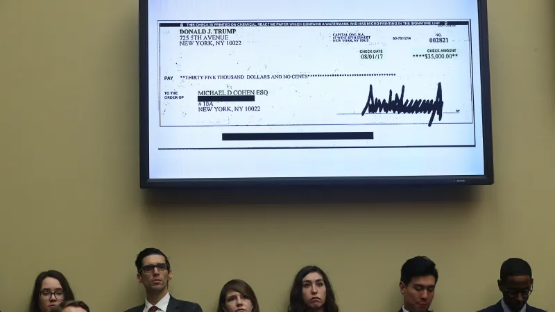 Cohen předložil šek, který mu vypsal Trump
