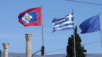 Vlajky Řecka a EU