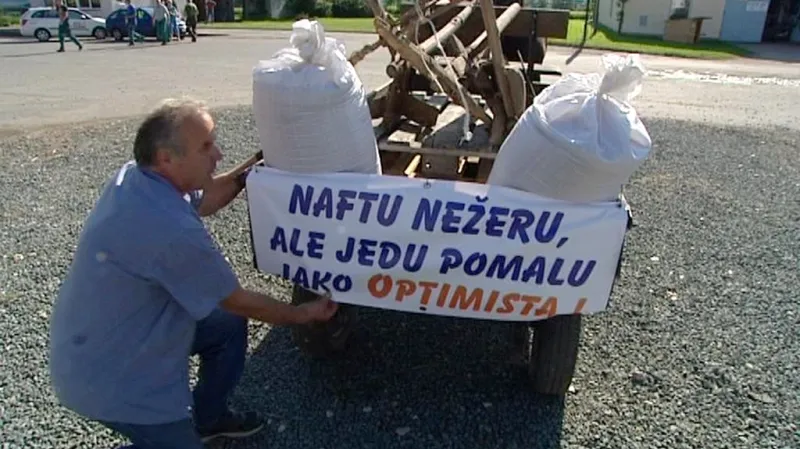 Do protestu zapojili zemědělci i koně