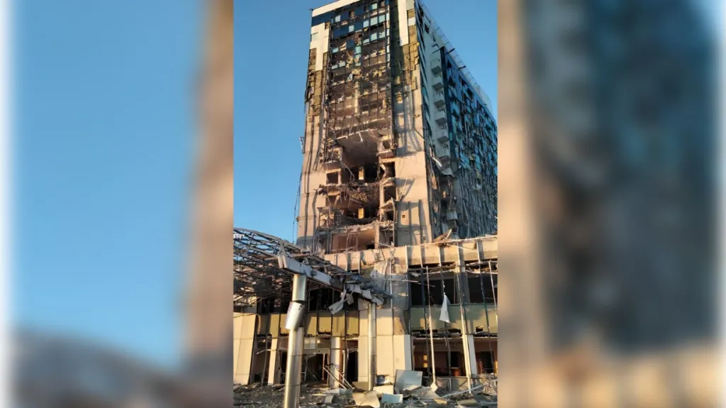 Zničený hotel v Oděse