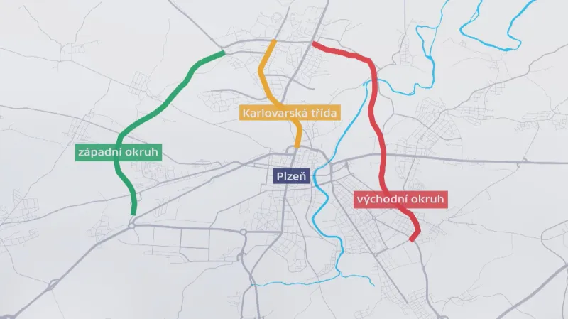 Části městského okruhu Plzně
